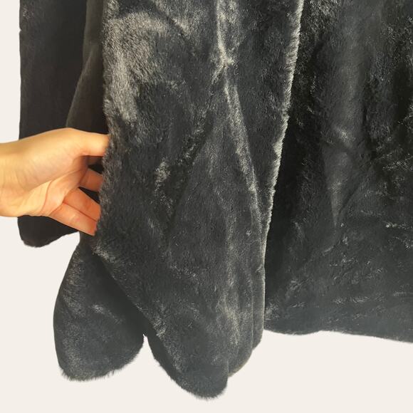 Jeno Neuman Vintage Collection Black Plush Faux Fur Coat Size Large - Picture 5 of 7